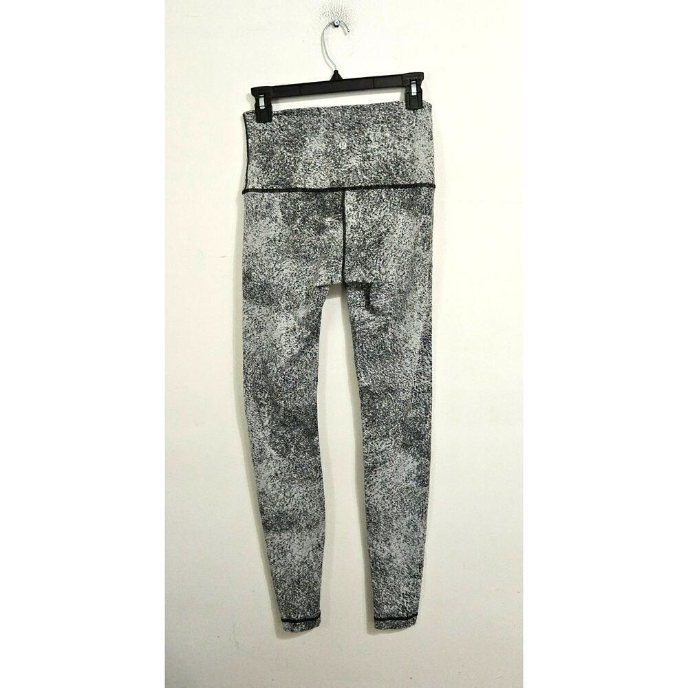 Lululemon Wunder Under Pant Hi-Rise Luon Spray Jacquard White Black Sz 8 Medium - Picture 5 of 6